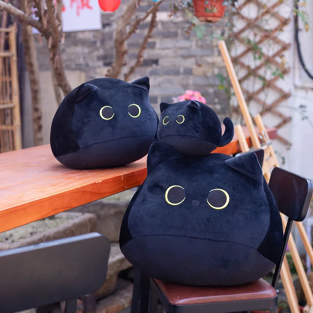Cozy Black Cat Plush Pillow